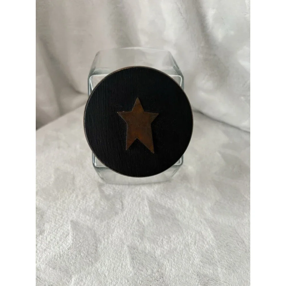 Primitive Glass Storage With Wooden Lid